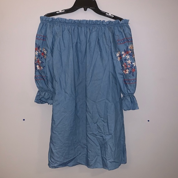 Blue Floral OffShoulder Dress - Picture 4 of 7